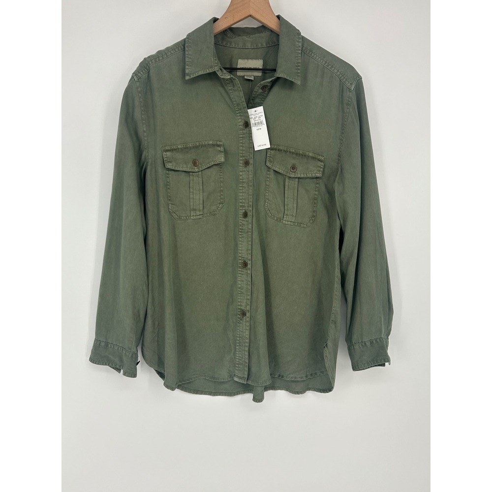 "NWT" American Eagle Women's Green Button Down Shirt 100% Lyocell-Women's Medium